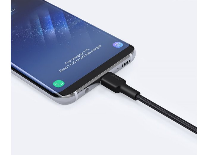 CB-CA2 OEM kabel USB-C - USB-A 2m 60W PD 3A 20V FCP AFC nylonowy oplot czarny