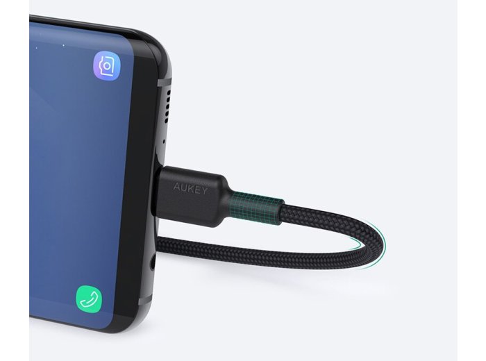 CB-CD30 kabel USB-C - USB-A 0,9m 60W PD 3A 20V nylonowy oplot czarny