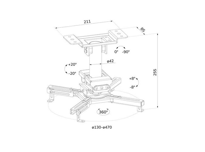 Uchwyt sufitowy do projektora CL25-530WH1 h:25,5 cm biały