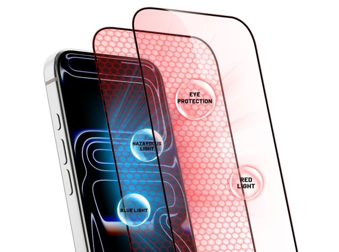Szkło hartowane OptiRed Glass z filtrem światła niebieskiego iPhone 18 Pro Max / 17 Pro Max