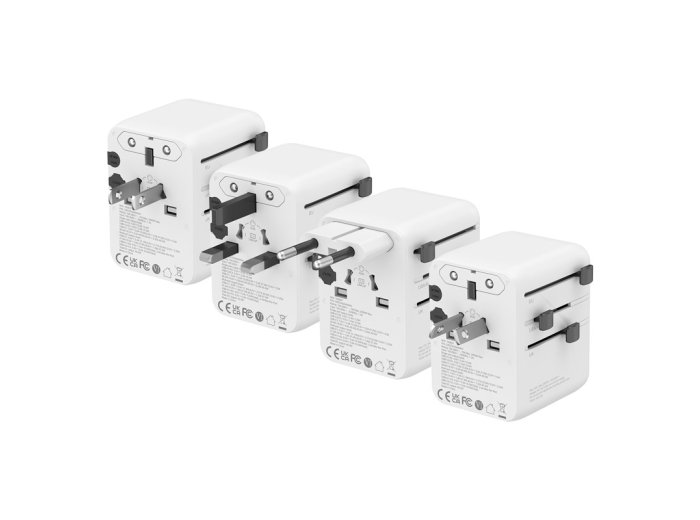 World Travel Adapter GaN 45W UK/EU/US/AU biały