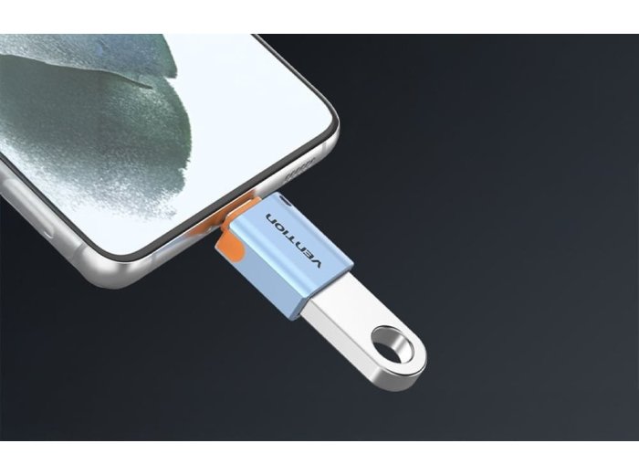 Adapter OTG USB 3.1 Vention USB-C do USB-A ze smyczą stop aluminium