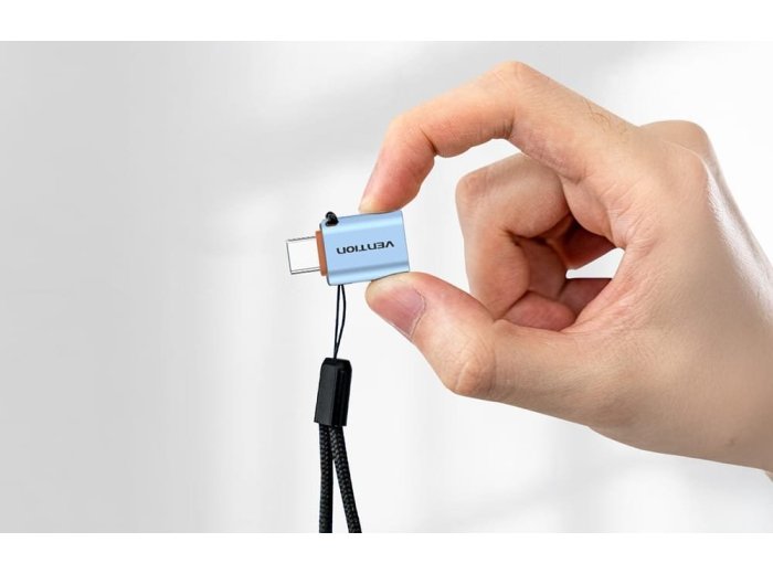 Adapter OTG USB 3.1 Vention USB-C do USB-A ze smyczą stop aluminium