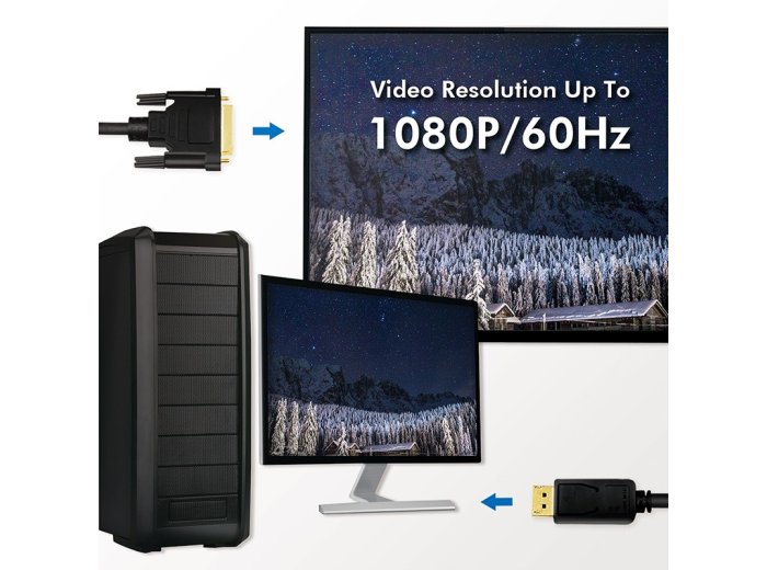 Kabel DisplayPort 1.2 do DVI 2m Czarny