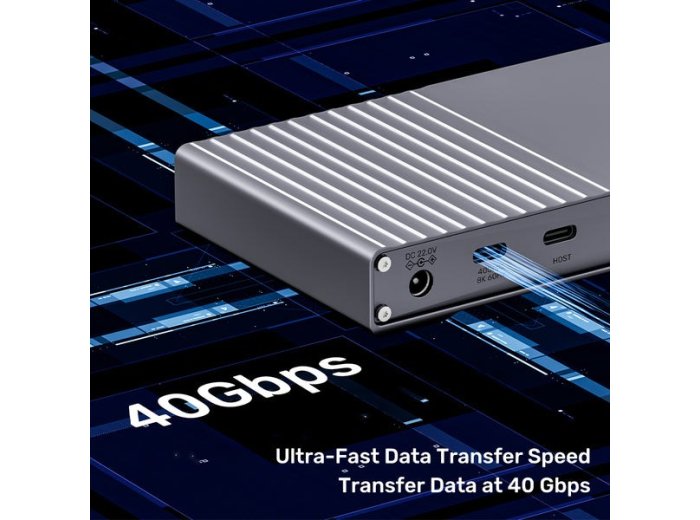 UNITEK D1117AGY01-EU stacja dokująca Przewodowy i Bezprzewodowy USB4 Szary