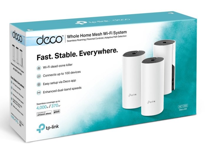 Access Point bezprzewodowy WiFi TP-LINK DECO M4 3-PACK (300 Mb/s - 802.11 b/g/n, 867 Mb/s - 802.11 a/n/ac) (OUTLET)