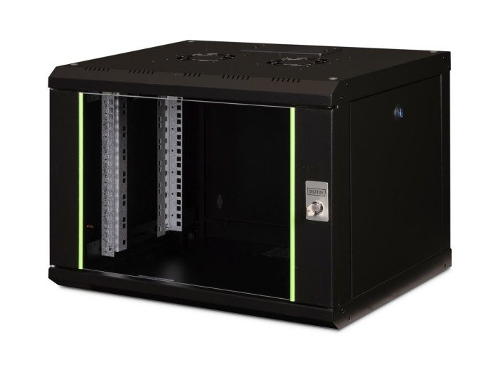 Digitus Szafa sieciowa wisząca Unique 19" 7U rack 600x450, drzwi szyba, czarny, niedzielona, złożona, 100kg