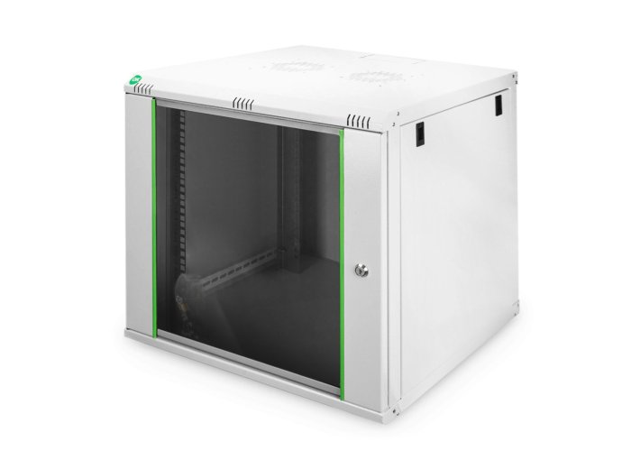 Szafa sieciowa wisząca DYNAmic 19" 9U rack 600x600, drzwi szyba, szary, niedzielona, złożona, 60kg