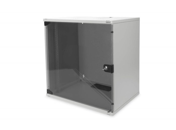 Digitus Szafa sieciowa wisząca 19" 12U rack 540x400, drzwi szyba, szary, niedzielona, niezłożona, 60kg