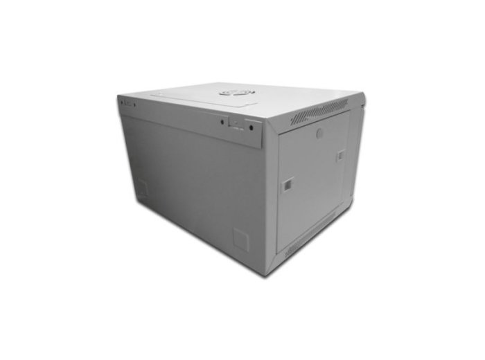 Szafa wisząca jednosekcyjna 19 cali 6U 368/600/450mm, drzwi szklane, szara (RAL7035), zmontowana