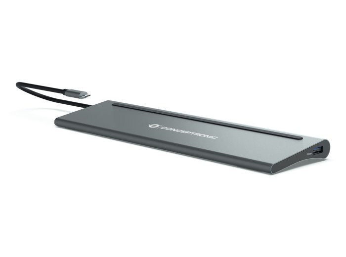 Stacja dokująca CONCEPTRONIC 12-1 USB-C->2xHDMI/3xUSB-A/DP/+ 18cm gr