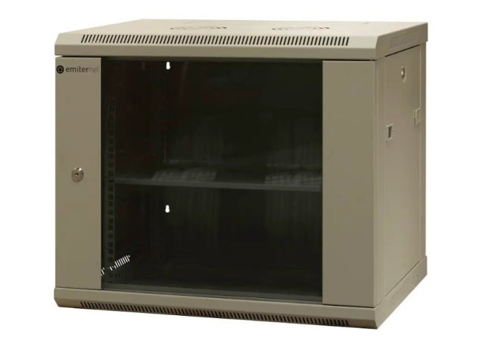 EmiterNet Szafa wisząca niedzielona 19'' 9U, niezmontowana, drzwi blacha/ szkło, 600x450x500mm szer./gł./wys.