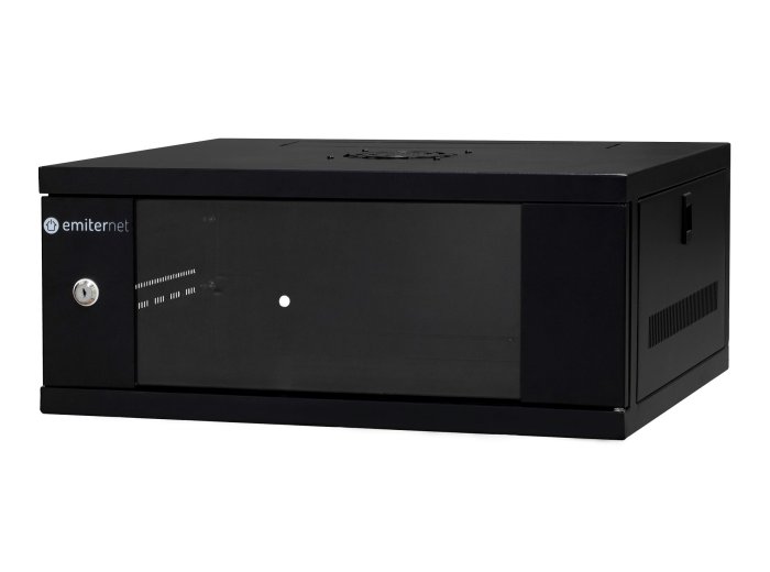 EMITERNET Szafa wisząca lekka niedzielona 19'' 4U, drzwi blacha/szkło, 550×450×230mm szer./gł./wys. EM/SH02B5404-08