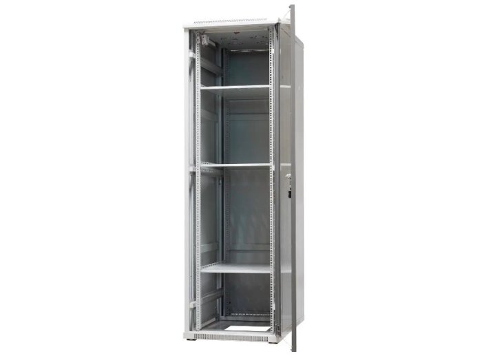 EmiterNet Szafa ramowa stojąca 42U, drzwi przód blacha/szkło, 600x1000x1980mm (szer./gł./wys.)