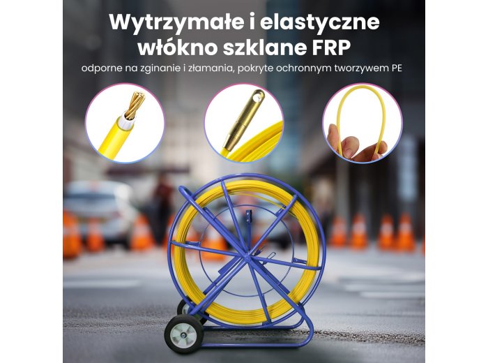 Extralink Pilot do przeciągania kabli Pilot 9mm 300m włókno szklane FRP, śr. 9mm, dł. 300m, żółty