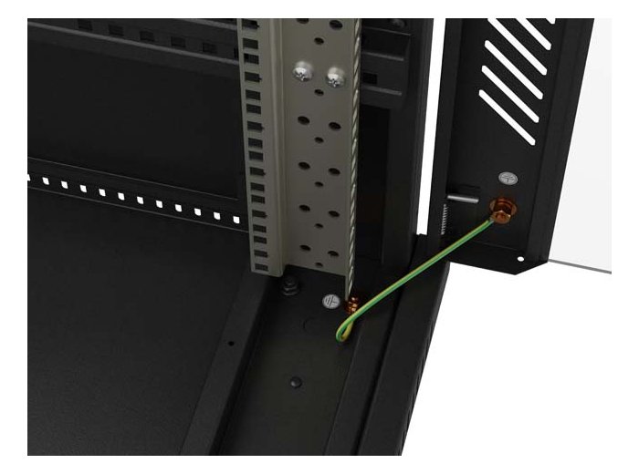 Szafa instalacyjna rack stojąca 19 cali 27U 600x1000 drzwi przeszklone (Flat pack) czarna