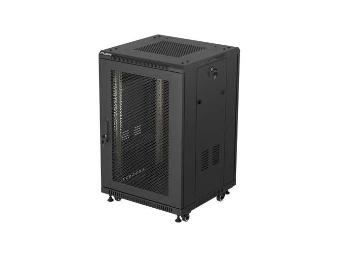 Szafa instalacyjna rack stojąca 19 cali 18U 600x800 drzwi perforowane (Flat pack) czarna