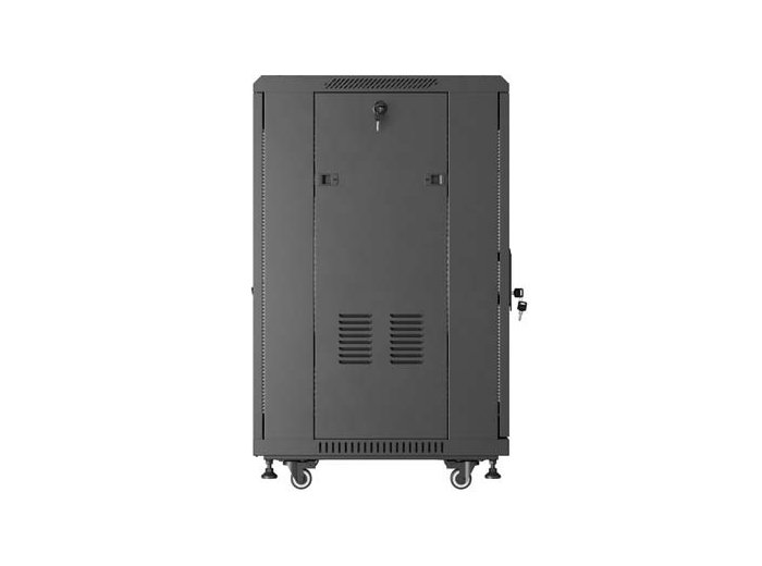 Szafa instalacyjna rack stojąca 19 cali 18U 600x800 drzwi perforowane (Flat pack) czarna