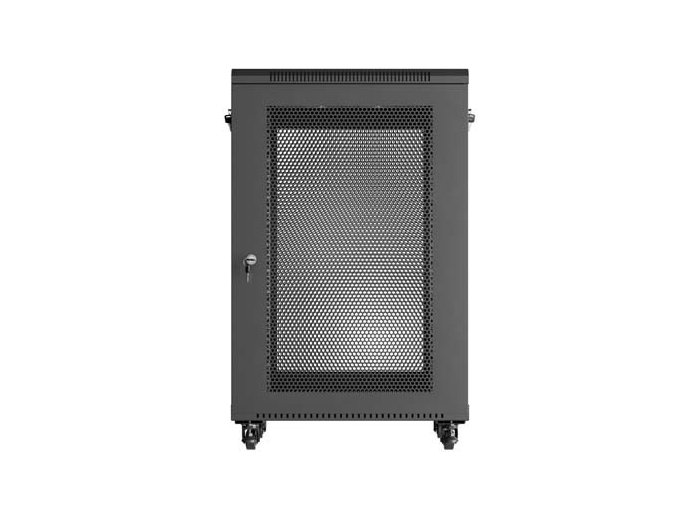 Szafa instalacyjna rack stojąca 19 cali 18U 600x800 drzwi perforowane (Flat pack) czarna
