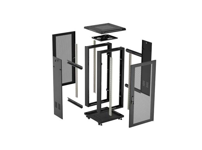 Szafa instalacyjna rack stojąca 19 cali 18U 600x800 drzwi perforowane (Flat pack) czarna