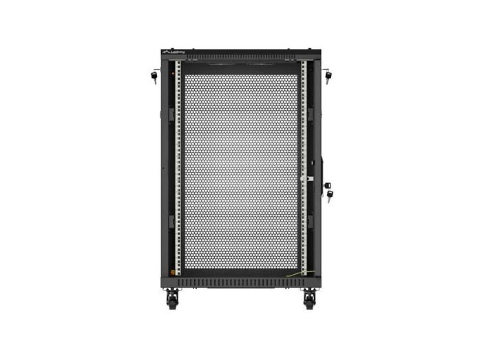 Szafa instalacyjna rack stojąca 19 cali 18U 600x800 drzwi perforowane (Flat pack) czarna