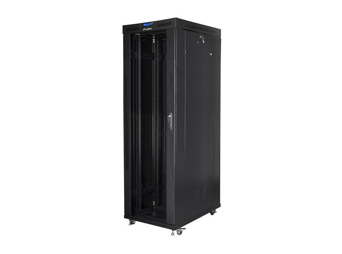 Szafa instalacyjna rack stojąca 19 42U 800x1000 czarna, drzwi szklane LCD (Flat pack)