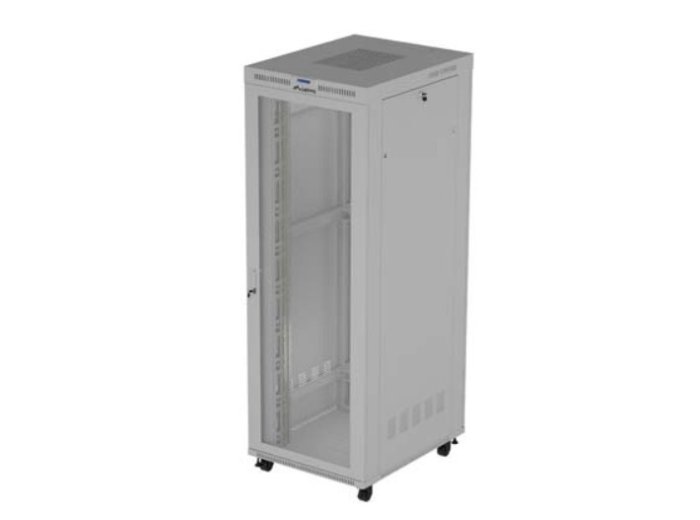 Szafa instalacyjna rack stojąca 19 cali 47U 800x1000 szara drzwi perforowane LCD (flat pack) V2
