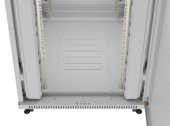 Szafa instalacyjna rack stojąca 19 cali 47U 800x1000 szara drzwi perforowane LCD (flat pack) V2