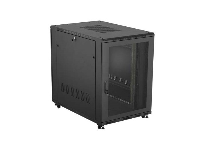 Szafa instalacyjna rack stojąca LANBERG FF01-8222-23B 19" 22U 800X1200 CZARNA DRZWI PERFOROWANE (FLAT PACK)