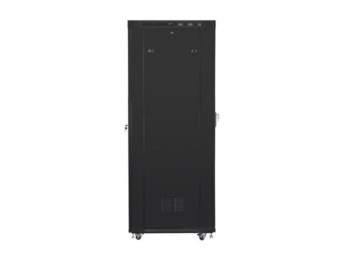 Szafa rack stojąca 19 cali 27U 800x1200 czarna drzwi perforowane LCD FLAT PACK
