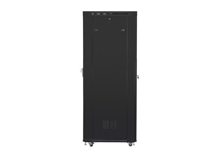 Szafa rack stojąca 19 cali 27U 800x1200 czarna drzwi perforowane LCD FLAT PACK