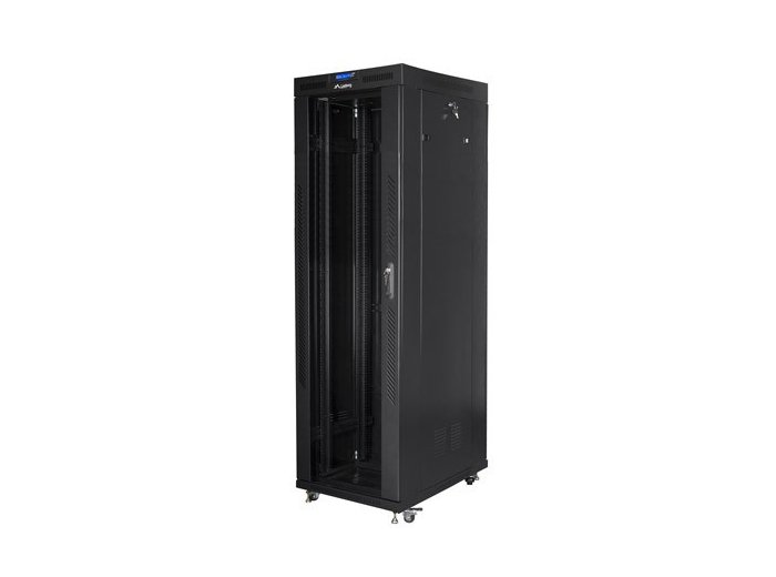 Szafa instalacyjna rack stojąca 19 42U 800x800 czarna, drzwi szklane LCD (Flat pack)