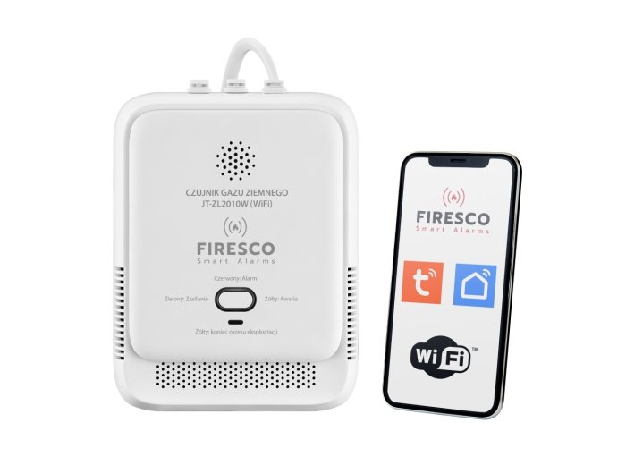 Czujnik gazu ziemnego JT-ZL2010W z funkcją komunikacji Tuya / Smart Life, czujnik gazu z wbudowanym modułem łącznosci WiFi,czujnik gazu ziemnego