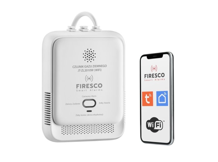 Czujnik gazu ziemnego JT-ZL2010W z funkcją komunikacji Tuya / Smart Life, czujnik gazu z wbudowanym modułem łącznosci WiFi,czujnik gazu ziemnego