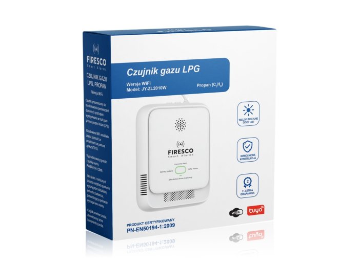 Czujnik gazu propanu, propan-butanu (LPG)Tuya/WiFi JY-ZL2010W, czujnik gazu propanu, propan-butanu z funkcją komunikacji, domowy czujnik