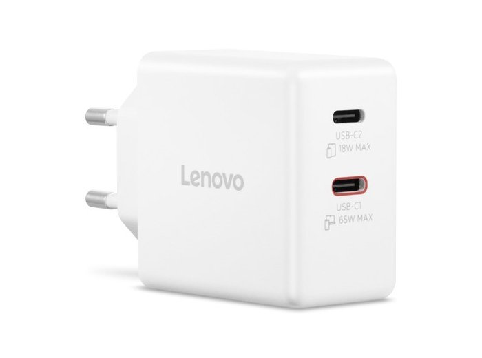 Ładowarka sieciowa Lenovo G0A6065WEU GaN 2x USB-C 65W biała