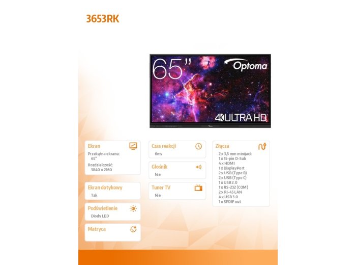 Monitor interaktywny 65 cali IFPD 3653RK H1F0H06BW101