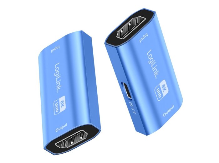 Repeater HDMI, 8K/60HZ, HDCP2.3, Alu, niebieski