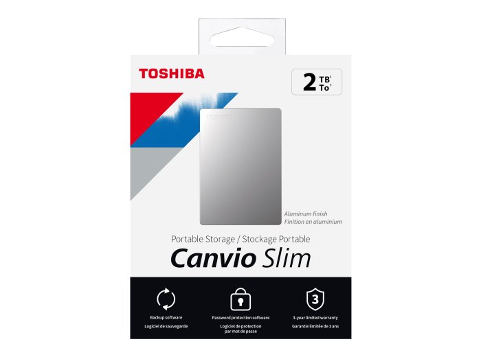 Dysk zewnętrzny Toshiba Canvio Slim 2TB 2.5" Micro-USB B 3.2 Gen 1 (3.1 Gen 1) Srebrny