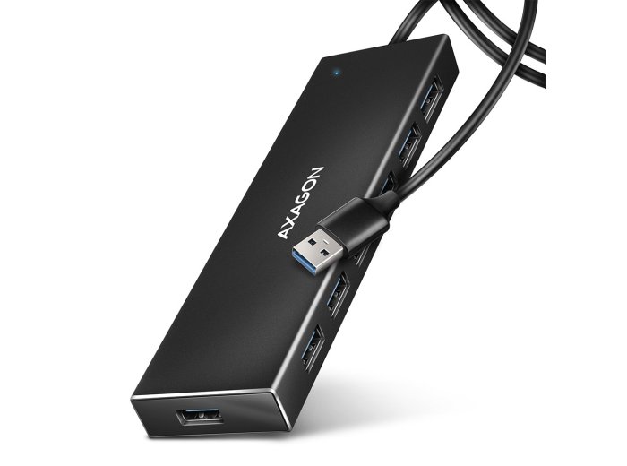 HUE-F7A Hub 7-portowy USB 3.2 Gen 1 ALU FLAT, micro USB, 1m USB-A kabel