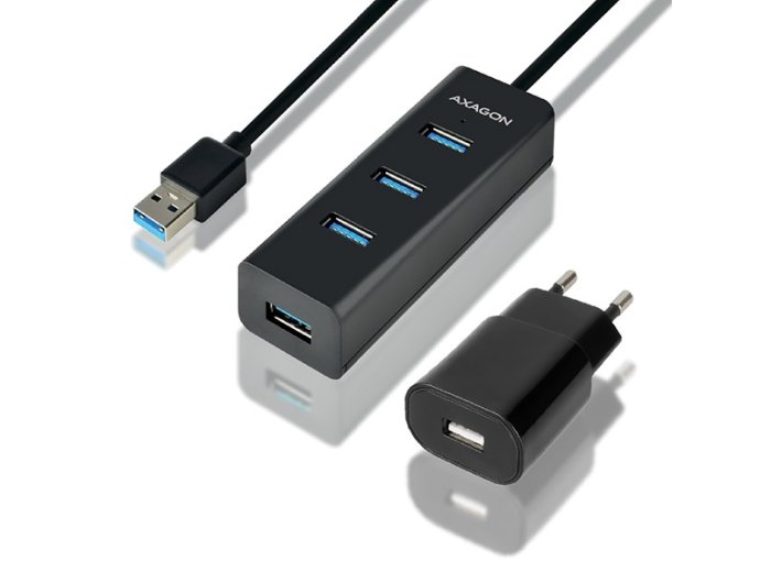 HUE-S2BP Hub 4-portowy USB 3.2 Gen 1, 1.2m kabel, zasilacz sieciowy