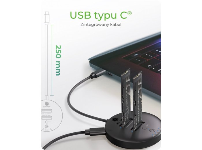 Stacja klonująca+dockująca dla 2xNVMe M.2SSD IB-1612MCL-C31