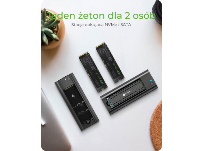 Stacja dokująca IB-180MC-C31 M.2 NVMe&SATA Docking, USB 3.2 (Gen2) Type-C, Aluminium