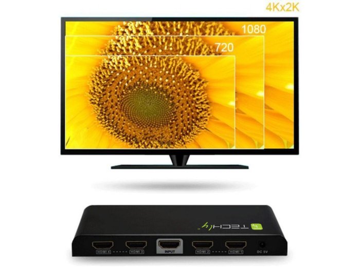 Rozgałęziacz telewizyjny Techly IDATA HDMI-4K4 4x HDMI