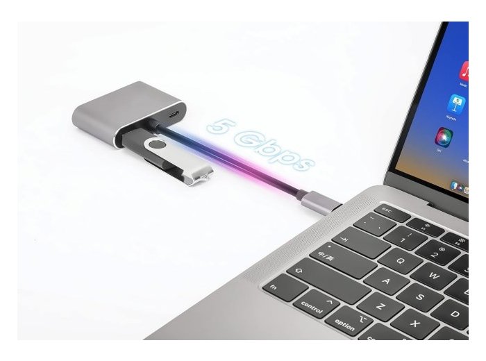 Hub USB Typ-C 4w1 USB 3.0 + PD 100W + HDMK 4k30Hz + VGA FullHD