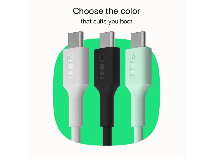 Kabel USB-C-USB-C PowerFlex 100W silikonowy 0.3m zielony