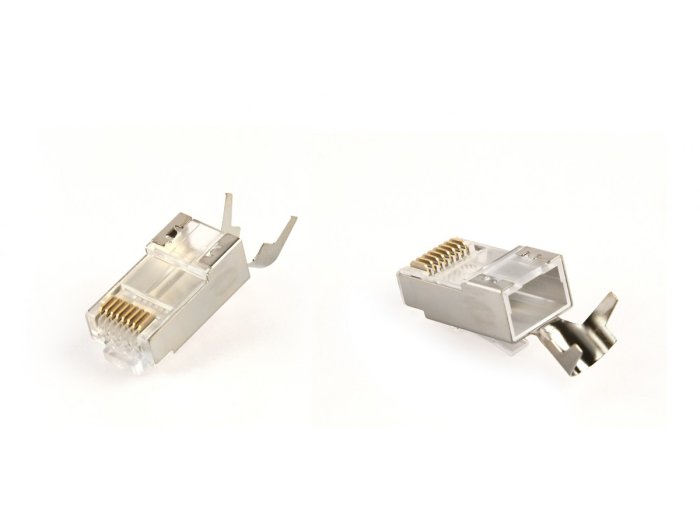 Wtyk modułowy przelotowy ekranowany CAT7 15u złocony 10 szt. w opakowaniu