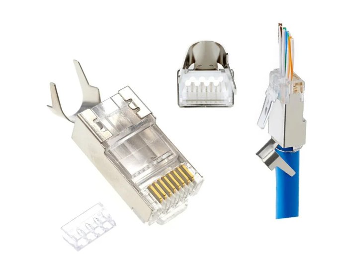 Wtyk modułowy przelotowy ekranowany CAT7 15u złocony 10 szt. w opakowaniu