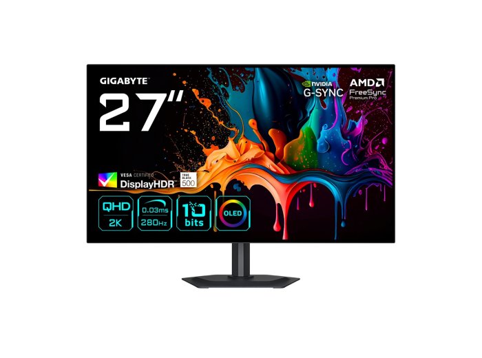 GIGABYTE MO27Q28G monitor komputerowy 68,6 cm (27") 2560 x 1440 px Quad HD OLED Czarny