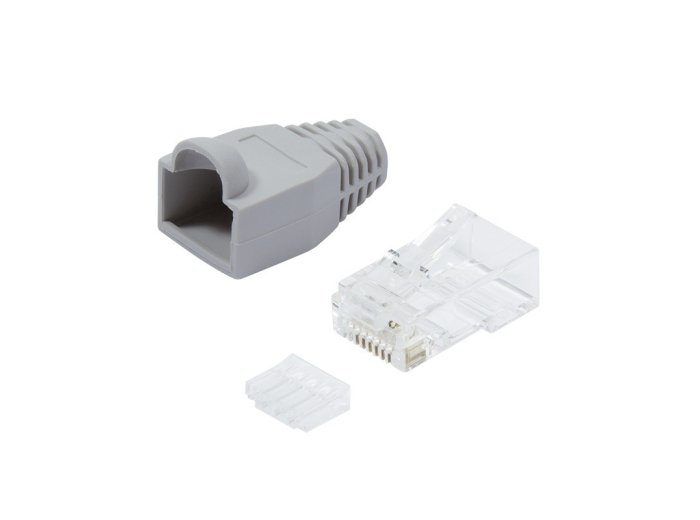 Wtyki RJ45 CAT.6 100szt. UTP z osłoną, szare